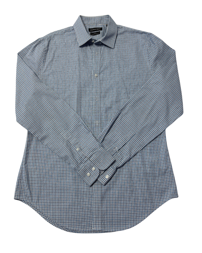 Country Road Blue Slim Fit Checked Cotton Shirt