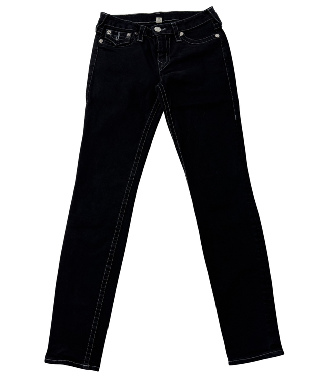 True Religion Black Slim Fit Contrast Stitch Jeans