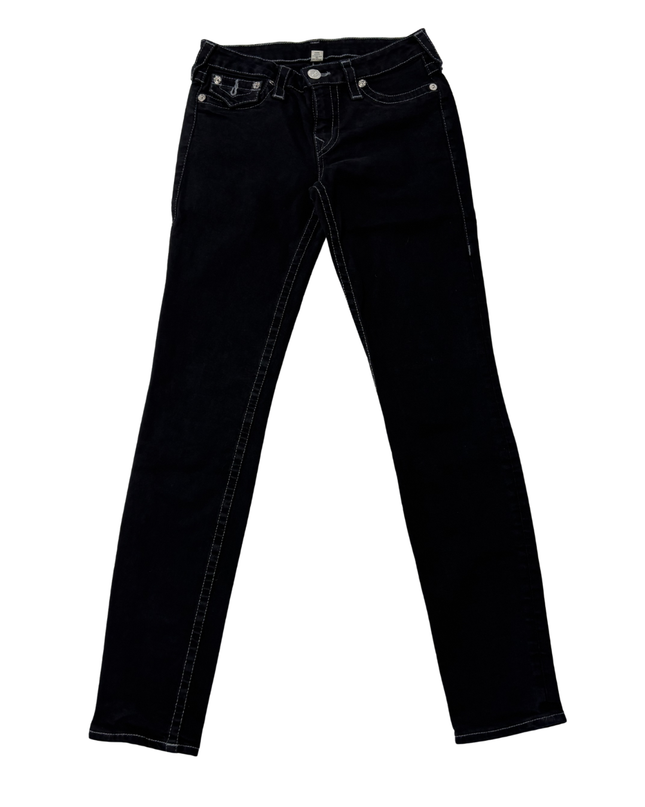True Religion Black Slim Fit Contrast Stitch Jeans