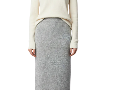 Missguided Heather Grey Knit Midi Skirt