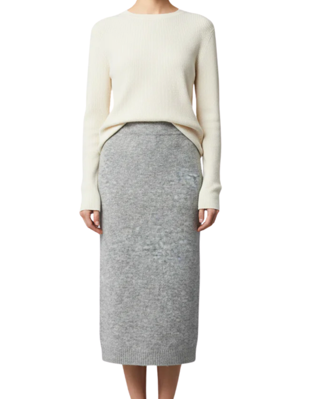Missguided Heather Grey Knit Midi Skirt