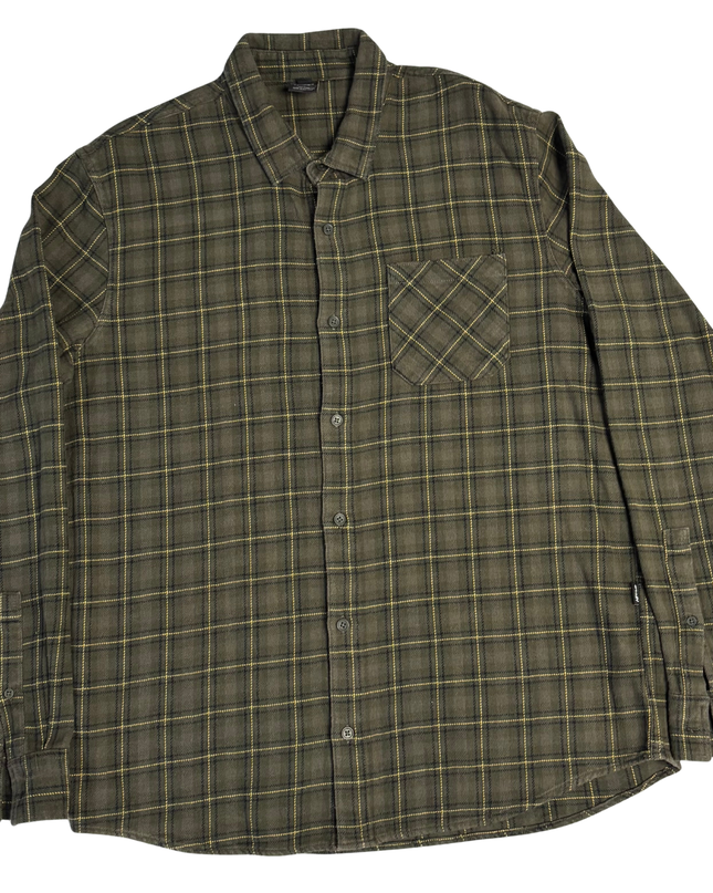 Oakley Olive Green/Yellow Plaid Long Sleeve Button-Down Shirt
