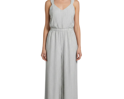 Calvin Klein White/Black Striped Sleeveless Wide-Leg Jumpsuit