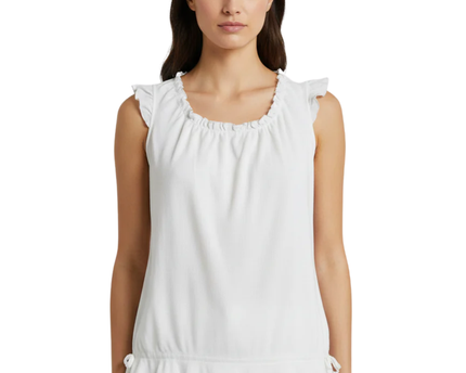 Mossimo Supply Co White Ruffled Ribbed Sleeveless Top