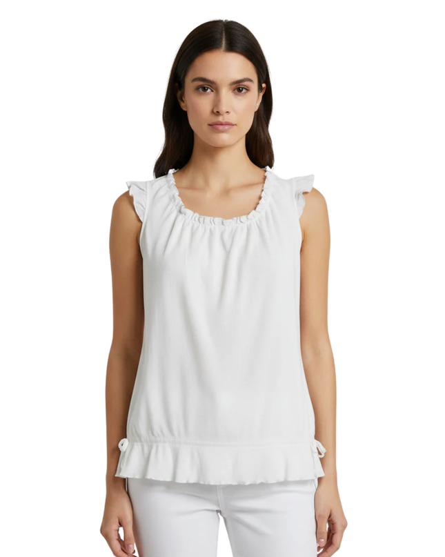 Mossimo Supply Co White Ruffled Ribbed Sleeveless Top
