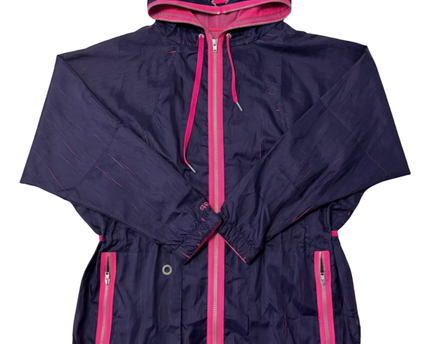 Reebok Purple Hooded with Neon Pink Accents Windbreaker Jacket