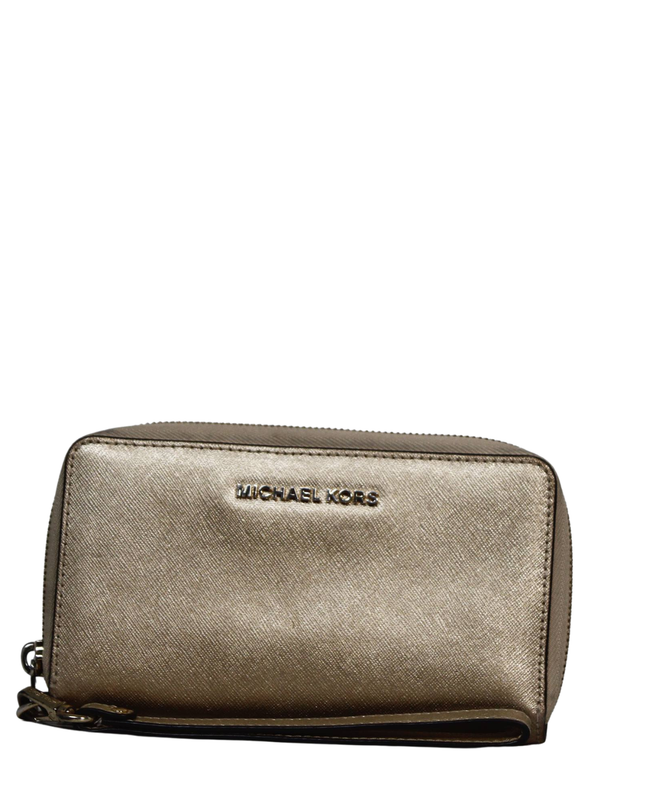 Michael Kors Gold Saffiano Leather Zip-Around Wristlet Wallet