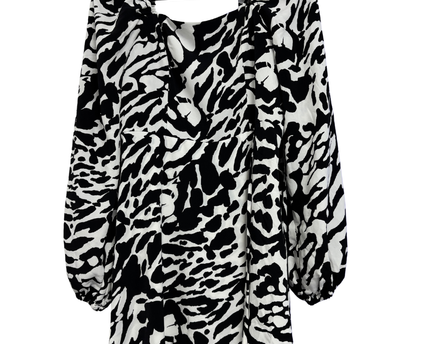 Karl Lagerfeld Black/White Abstract Print Long Sleeve Dress