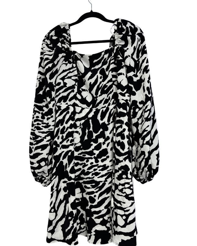 Karl Lagerfeld Black/White Abstract Print Long Sleeve Dress