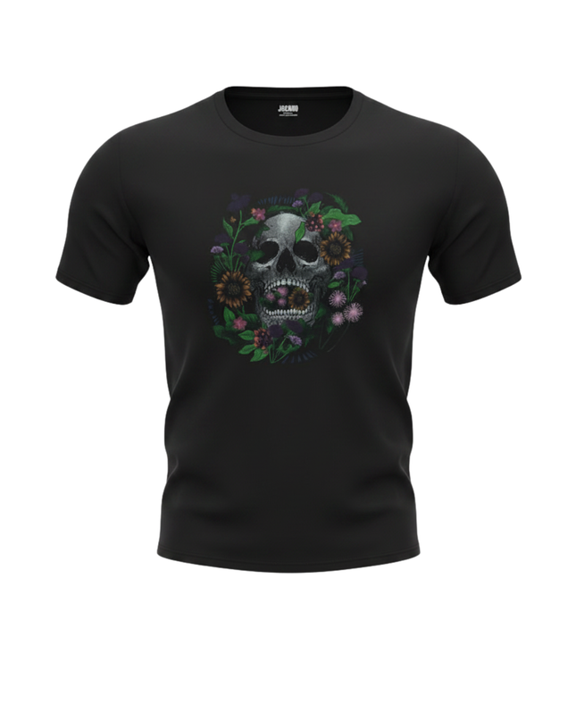 Jacamo Black Skull & Floral Graphic T-Shirt