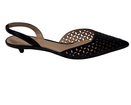Cole Haan Black Perforated Leather Kitten Heel Shoes W/Box