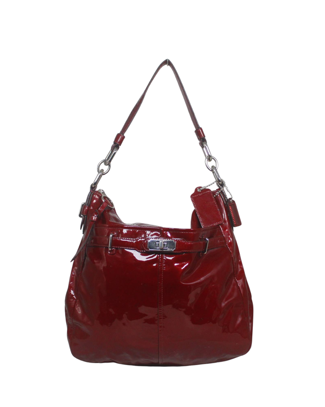 Coach Red Patent Leather Turnlock Shoulder Bag