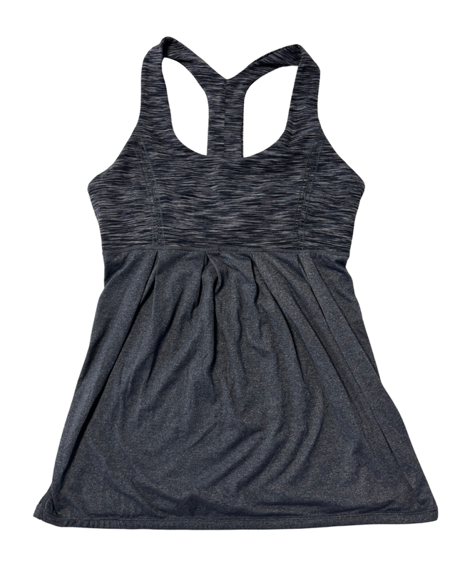 Lululemon Grey Space Dye Pleated Racerback Athletic Tank Top