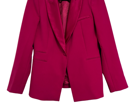 Zara Pink Satin Lapel Tailored Blazer