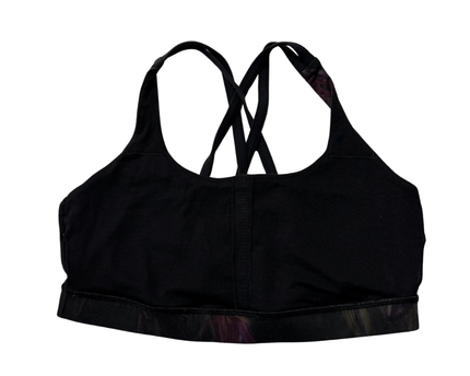 Lululemon Black Strappy Back Sports Bra with Floral Print Band