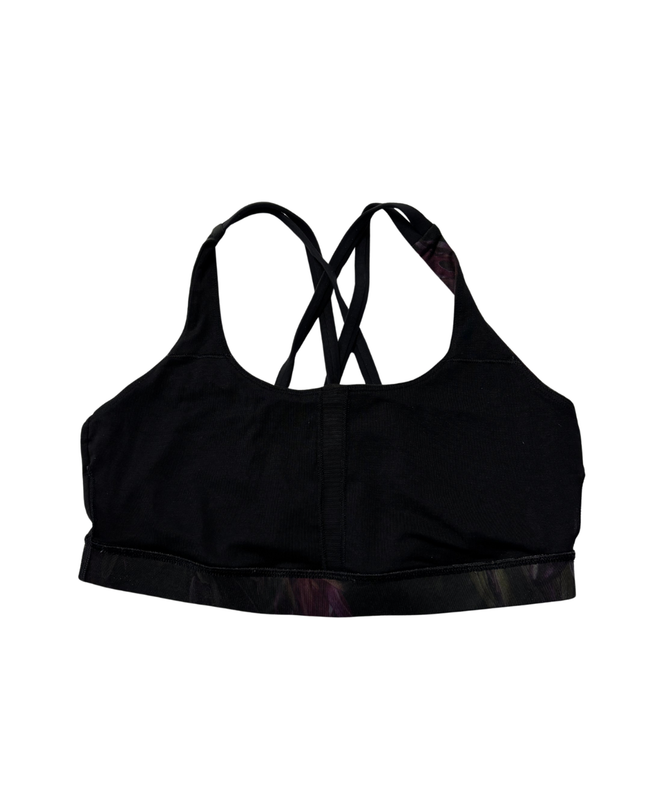 Lululemon Black Strappy Back Sports Bra with Floral Print Band
