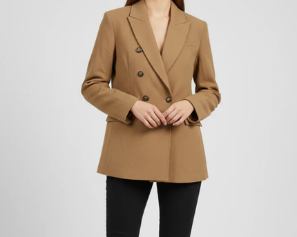 Splash Tan Double-Breasted Blazer Jacket | With Tag