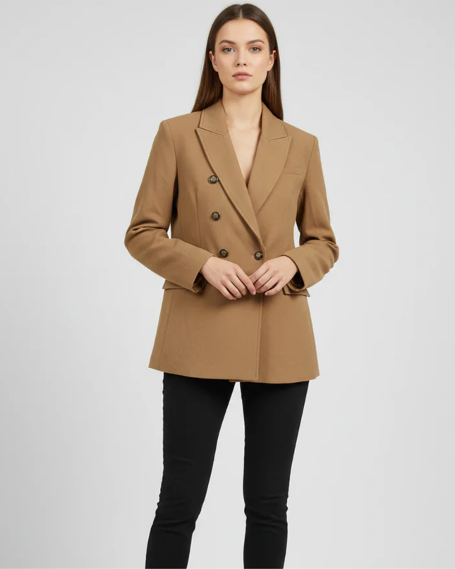 Splash Tan Double-Breasted Blazer Jacket | With Tag