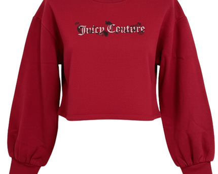Juicy Couture Gothic Script Red Cropped Sweatshirt