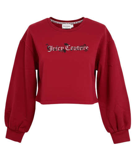 Juicy Couture Gothic Script Red Cropped Sweatshirt