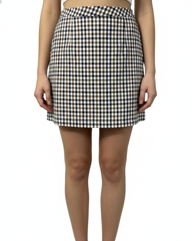 Aquascutum Multicolor Checkered Cotton Mini Skirt