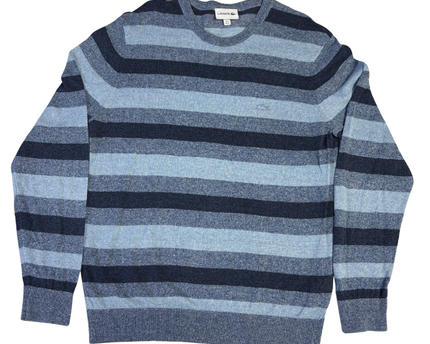 Lacoste Blue Striped Crewneck Knit Sweater