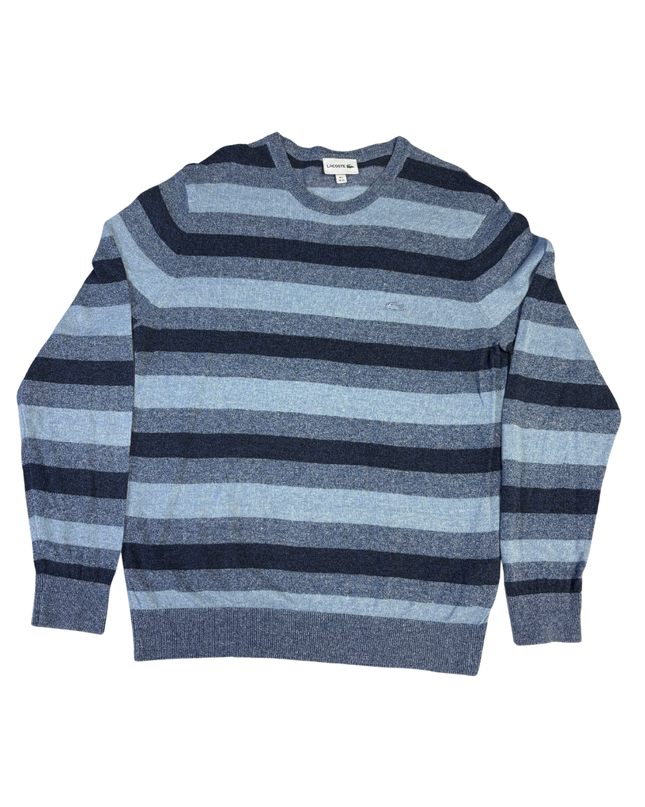 Lacoste Blue Striped Crewneck Knit Sweater