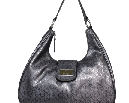 Guess Black Metallic Monogram Shoulder Bag