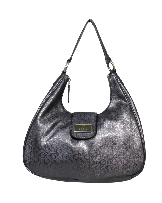 Guess Black Metallic Monogram Shoulder Bag