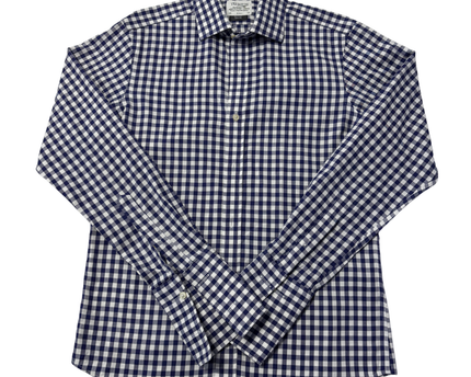 T.M.Lewin Blue Gingham Slim Fit Non-Iron Cotton Shirt