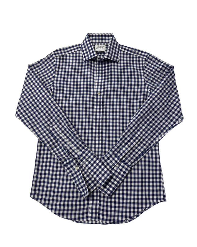 T.M.Lewin Blue Gingham Slim Fit Non-Iron Cotton Shirt