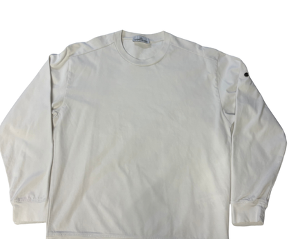 Stone Island White Long Sleeve Crewneck Sweatshirt