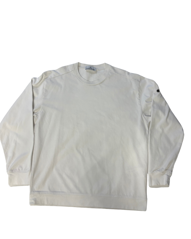 Stone Island White Long Sleeve Crewneck Sweatshirt