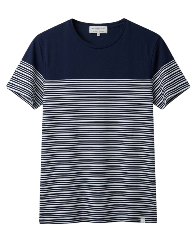 Orlebar Brown Navy Blue Striped Sammy Breton T-Shirt