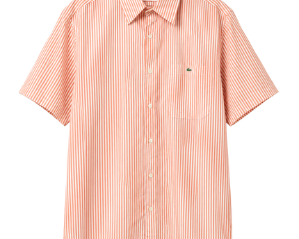 Lacoste Orange Striped Short Sleeve Button-Down Shirt