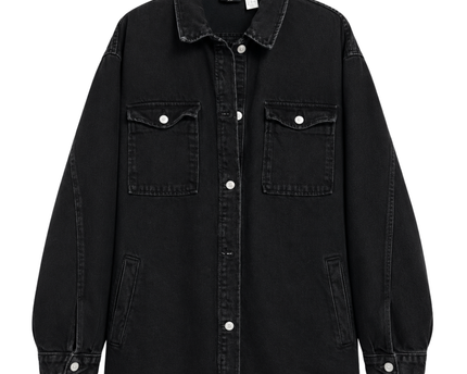 H&M Divided Black Oversized Denim Jacket
