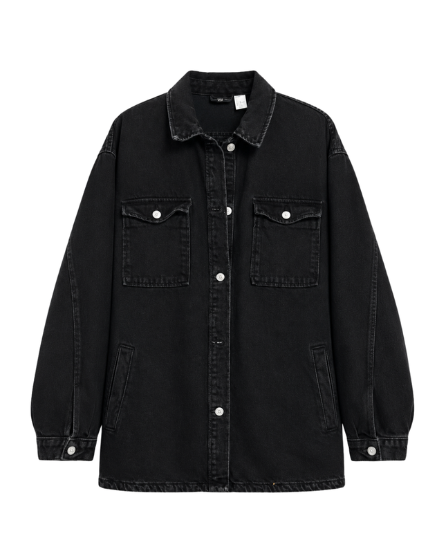 H&M Divided Black Oversized Denim Jacket