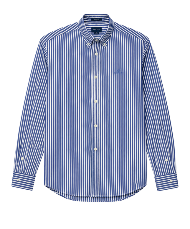 GANT Blue/White Striped Broadcloth Slim Fit Shirt