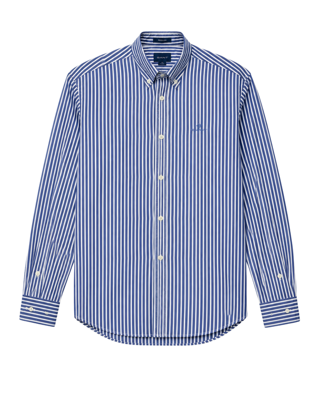 GANT Blue/White Striped Broadcloth Slim Fit Shirt