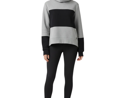 Adidas Gray Colorblock High Neck Logo Tape Sweatshirt
