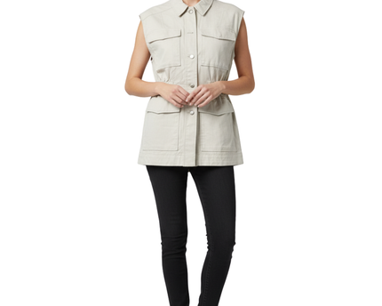 H&M Divided Beige Utility Sleeveless Vest