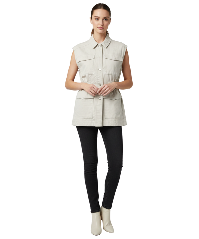 H&M Divided Beige Utility Sleeveless Vest