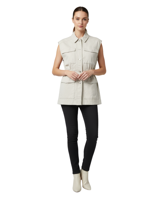 H&M Divided Beige Utility Sleeveless Vest