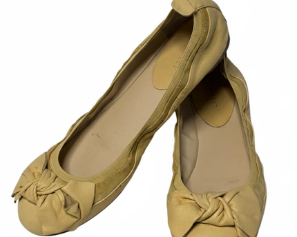 Nine West Yellow Leather Fernadett Ballet Flats