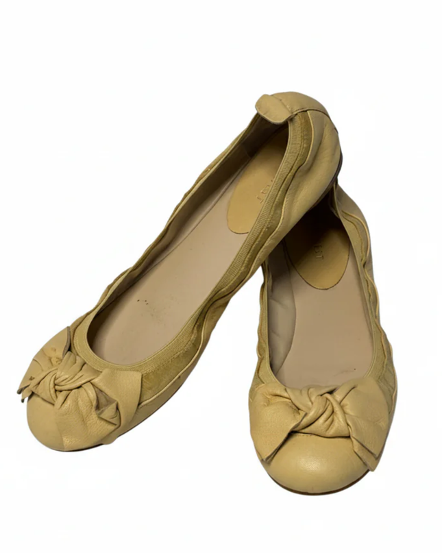 Nine West Yellow Leather Fernadett Ballet Flats