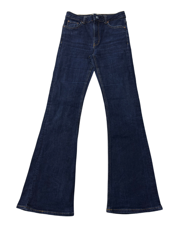 Zara Dark Blue Flare Leg High-Rise Jeans