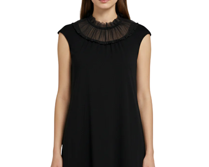 Desigual Black High Neck Ruffle Trim Tunic Top