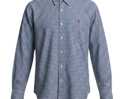 Ralph Lauren Blue Gingham Polo Player Slim Shirt