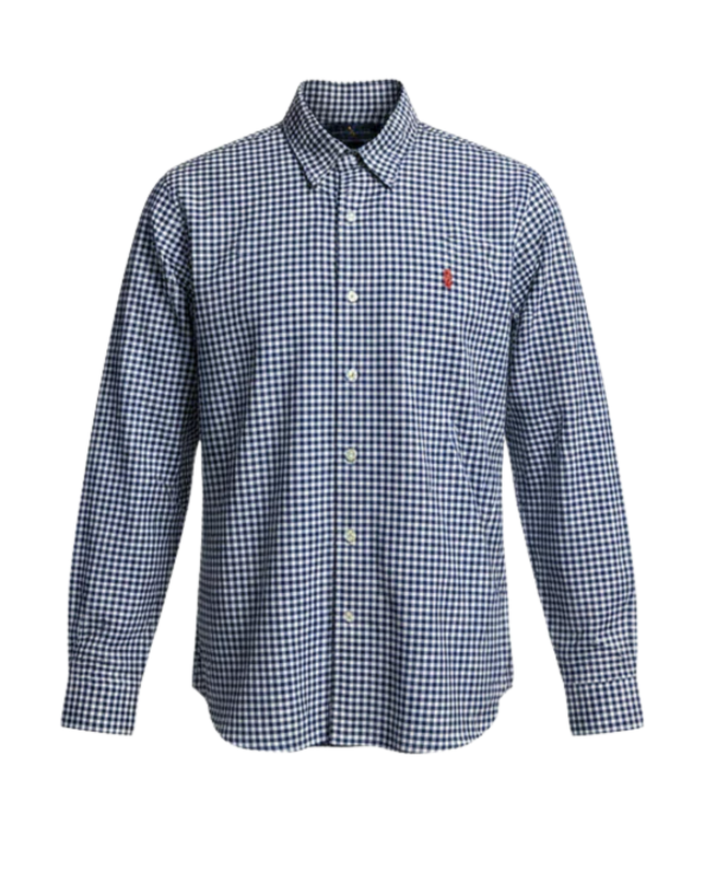 Ralph Lauren Blue Gingham Polo Player Slim Shirt