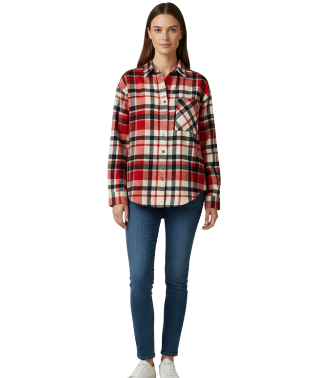 Billabong Red Plaid Flannel Button-Down Shirt